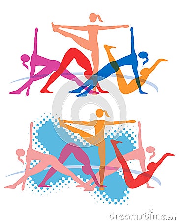 Fitness aerobics exercises. Vector Illustration