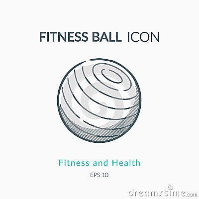 Fitness ball icon on white. Vector Illustration