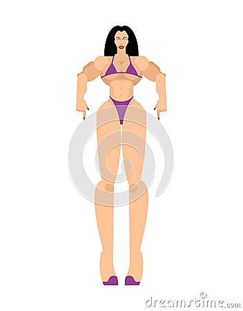 Fitness bikini Female posing. Beautiful sporty body Woman bodybuilding. Athletic Muscular Model Vector Illustration