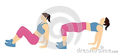 Fitness butt and abs exercise motivation for your better workout Vector Illustration