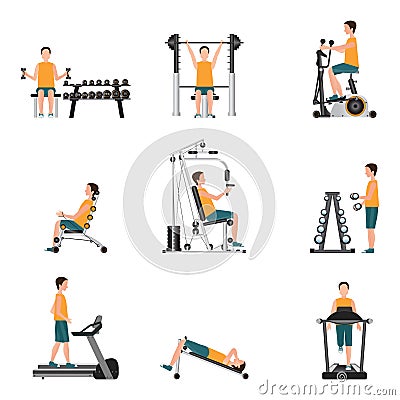 Fitness cardio exercise and equipment. Vector Illustration