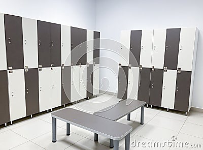 fitness center locker room with lockers Stock Photo