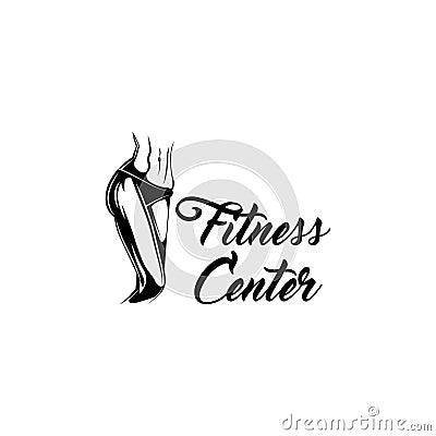 Fitness center logo emblem. Athletic female body. Abstract fitness silhouettes. Vector. Vector Illustration