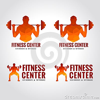 Fitness center logo (Men's muscle strength and weight lifting) Vector Illustration