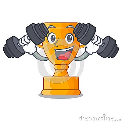 Fitness character gold trophy award for competition Vector Illustration