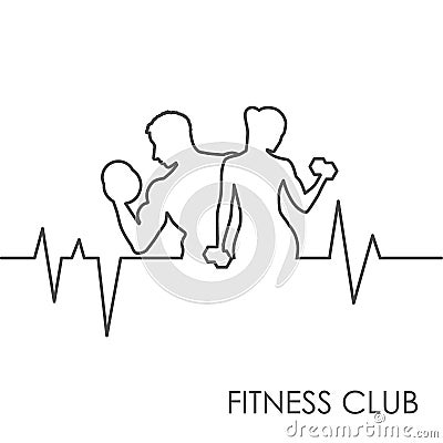 Fitness club black and white Vector Illustration