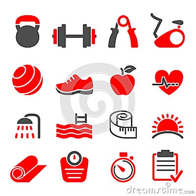 Fitness club icons set vector Vector Illustration