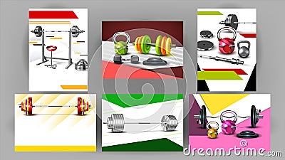 Fitness Club Sport Advertise Banners Set Vector Vector Illustration