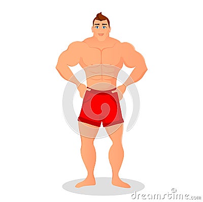 Fitness concept with sport bodybuilder man. Muscular models. Vector Illustration