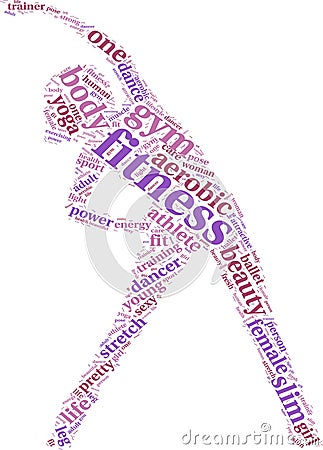 Fitness concept tag cloud Cartoon Illustration