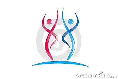 Fitness couple icon logo vector image Vector Illustration