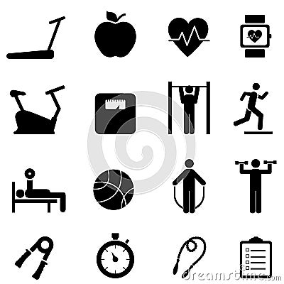 Fitness, diet and healthy life icons Vector Illustration