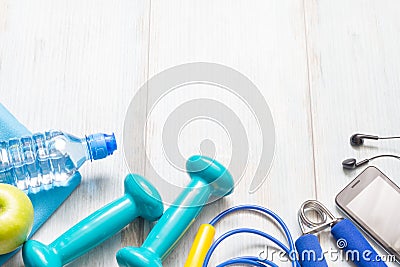 Fitness diet and healthy lifestyle concept background Stock Photo