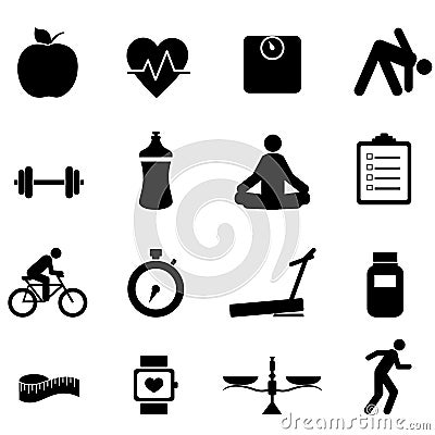 Fitness and diet icons Vector Illustration