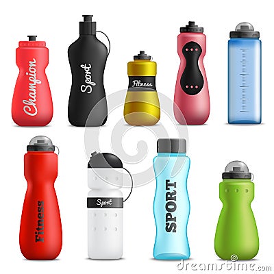 Fitness Drink Bottles Realistic Set Vector Illustration