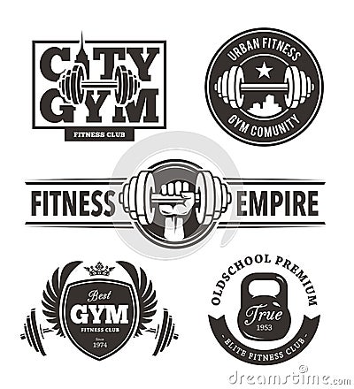 Fitness Emblems Set Vector Illustration