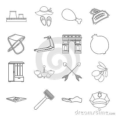 Fitness, fishing, history and other web icon in outline style.lighting, technology, security icons in set collection. Vector Illustration