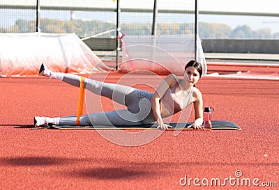 Fitness fit girl in sports wardrobe. Work-out,training. Stock Photo