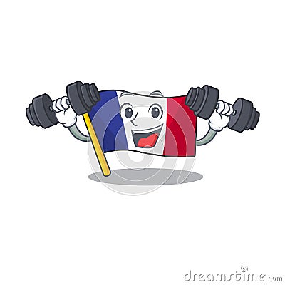 Fitness flag france fluttered on character pole Vector Illustration