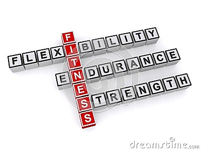 Fitness flexibility endurance strength crosword Stock Photo