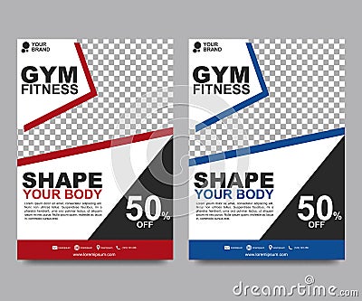 Fitness flyer template. Poster template for fitness center. Modern fitness and gym brochure collection. Modern dark abstract flyer Vector Illustration