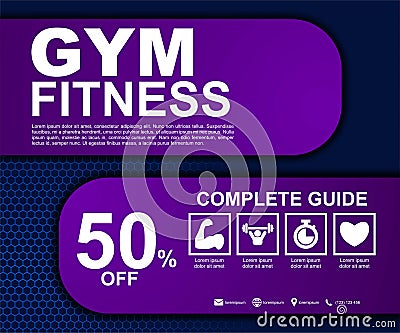 Fitness flyer template. Poster template for fitness center. Modern fitness and gym brochure collection. Modern dark abstract flyer Vector Illustration