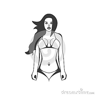 Fitness girl Model Illustration. Aesthetic body Vector Illustration