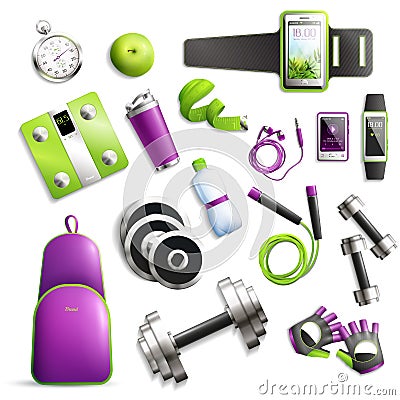 Fitness Gym Set Vector Illustration