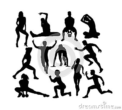 Fitness and Gym Sport Silhouettes Vector Illustration