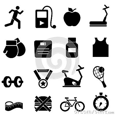 Fitness, health and diet icons Vector Illustration