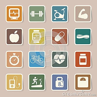 Fitness and Health icons. Vector Illustration