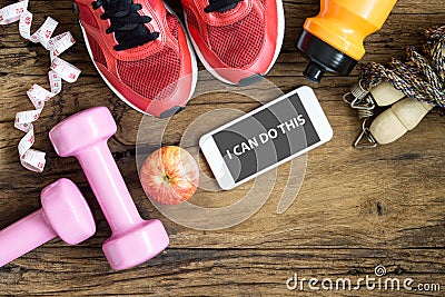 Fitness, healthy and active lifestyles Concept, dumbbells, sport Stock Photo