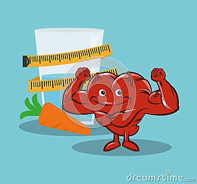 Fitness heart healthy diet nutrition Vector Illustration