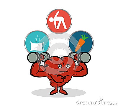 Fitness heart healthy gym workout Vector Illustration