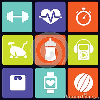 Fitness icons square Vector Illustration