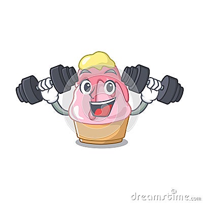 Fitness kakigori is served into character glasses Vector Illustration