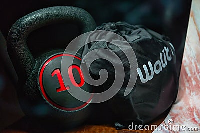 Fitness Kettle bell weight training equipment Stock Photo