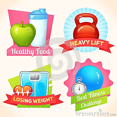 Fitness labels set Vector Illustration