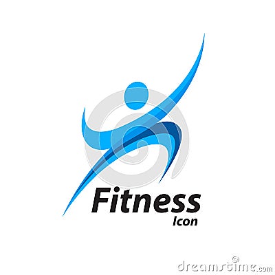 Fitness logo with abstract healthy body wellness icon. Vector illustration Vector Illustration