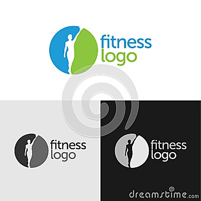 Fitness logo with negative space Vector Illustration