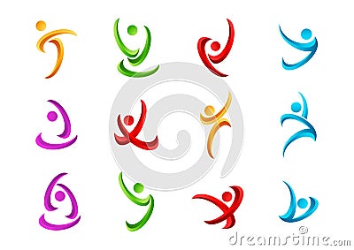 Fitness,logo,people,active,symbol,health,sport,wellness,yoga and body vector icon design Vector Illustration