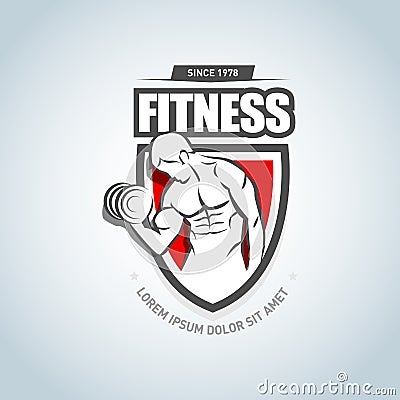 Fitness logo template. Gym club logotype. Sport Fitness club creative concept. Vector Illustration