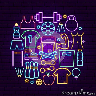 Fitness Neon Concept Vector Illustration