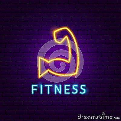 Fitness Neon Label Vector Illustration