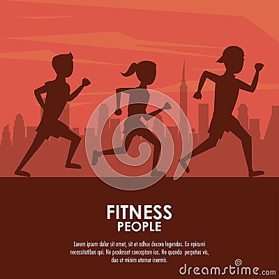 Fitness people poster Vector Illustration