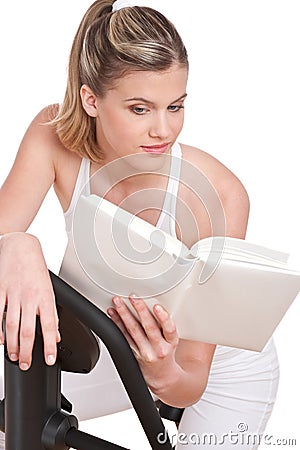 Fitness series - Woman reading book Stock Photo