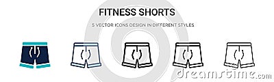 Fitness shorts icon in filled, thin line, outline and stroke style. Vector illustration of two colored and black fitness shorts Vector Illustration