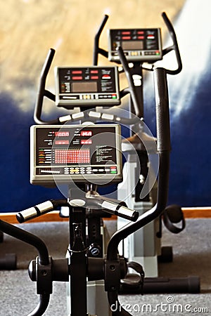 Fitness spinning bikes Stock Photo