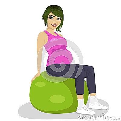 Fitness, sport and lifestyle concept - pregnant women on exercise balls Vector Illustration