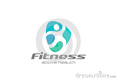 Fitness Sport man abstract Logo design vector temp Vector Illustration